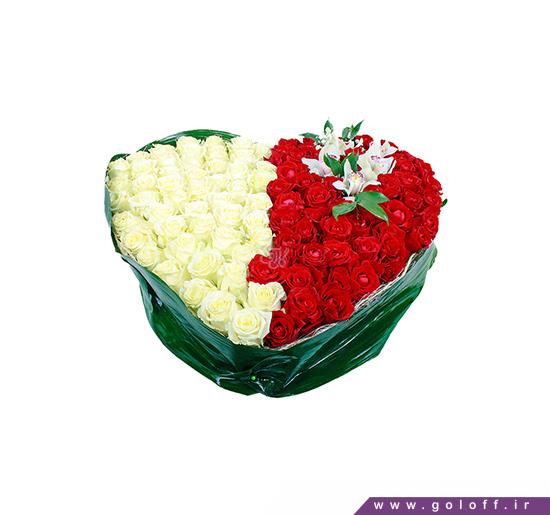 سبد گل طبیعی - سبد گل رز سفید قرمز هارت - Heart | گل آف